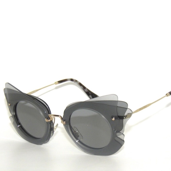 Miu Miu MiuMiu 02SS 02S 02 VA-3C2 Gold GRAY  Sunglasses - Picture 1 of 5